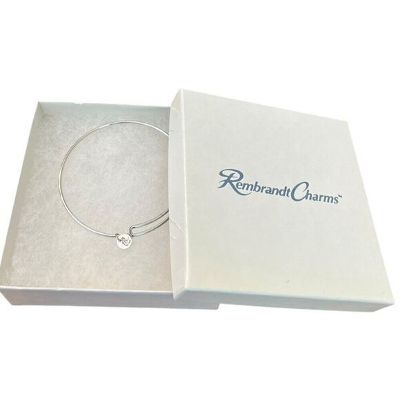 Rembrandt Rhodium Plated Sterling Silver Charm Bracelet in Box 7 in - Picture 2 of 6